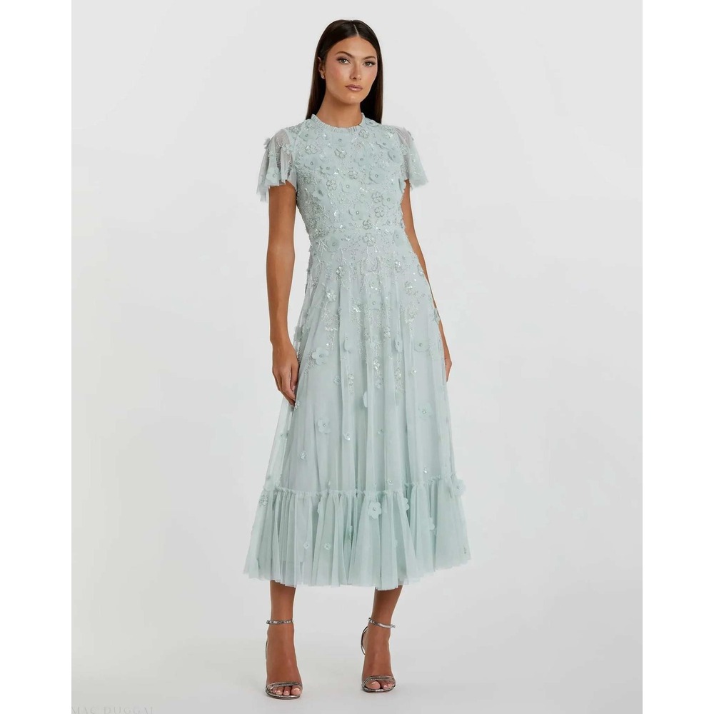 Mac Duggal Mint Green Embellished Midi Dress - Picture 2 of 12